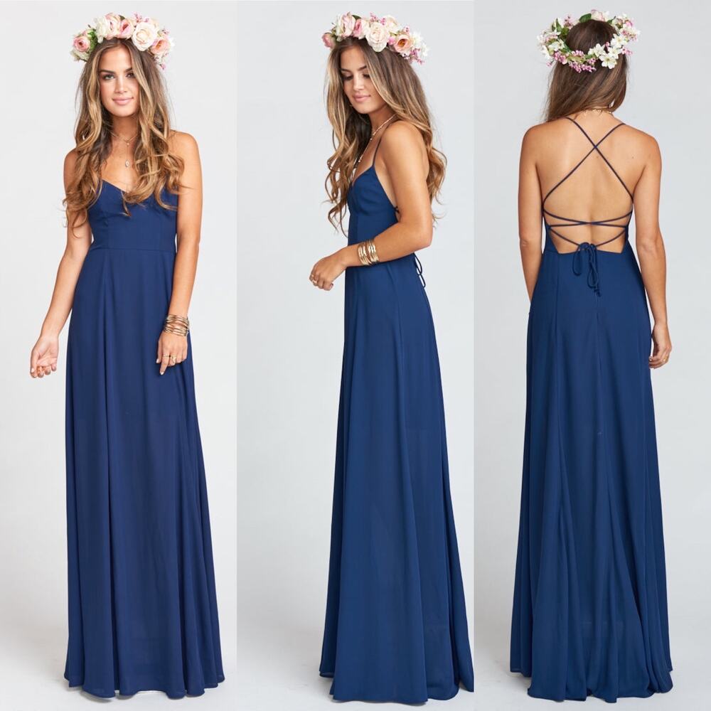 Show Me Your MuMu Godshaw Goddess Gown Navy Blue Small Wedding Bridesmaid NEW